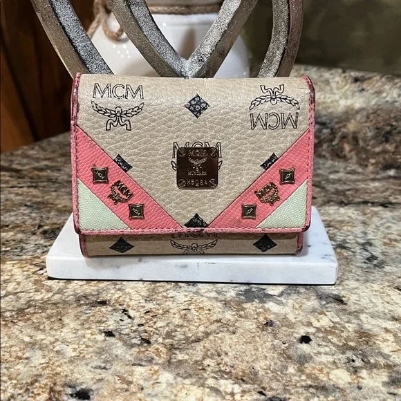 MCM Tri-Color Wallet in Pink, Cream, and Tan - Picture 1 of 12